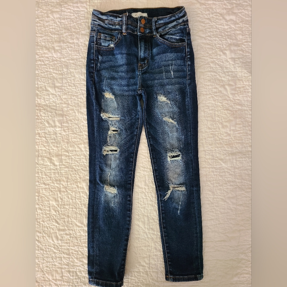 Size 14 Big girl Kancan distressed jeans